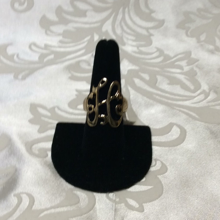 Monogram H Initial Gold-Tone Ring 12$